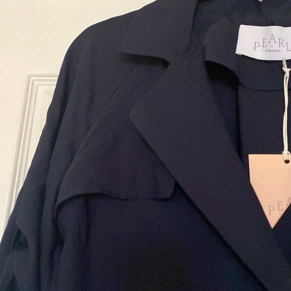 Brand New PEARL byLela Rose double breast Trench style blouse white & navy blue - Picture 4 of 8